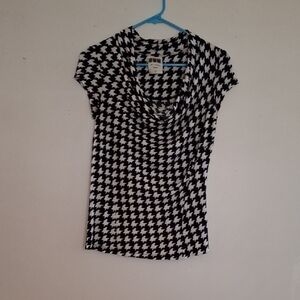 next Black & White Houndstooth Cowl Neck Top
